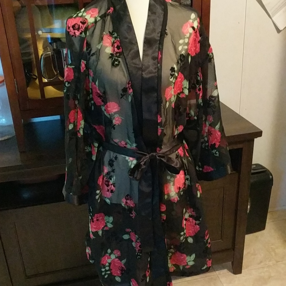 Black and Rose sheer robe